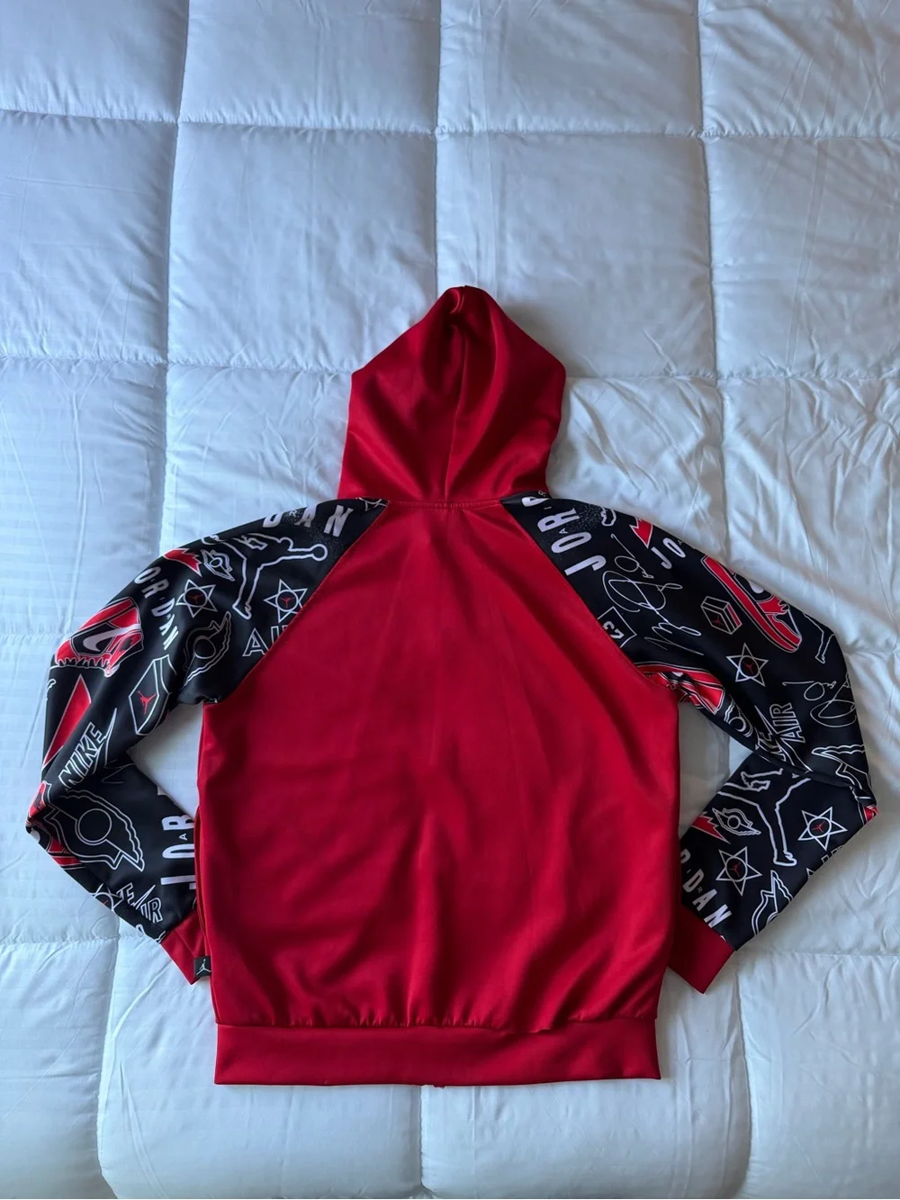 Jordan Red Full-Zip Hoodie with Black Graphic Sleeves